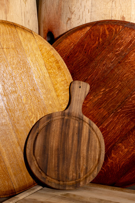 Teak Cutting Board Round Handle NapaValleyBarrels